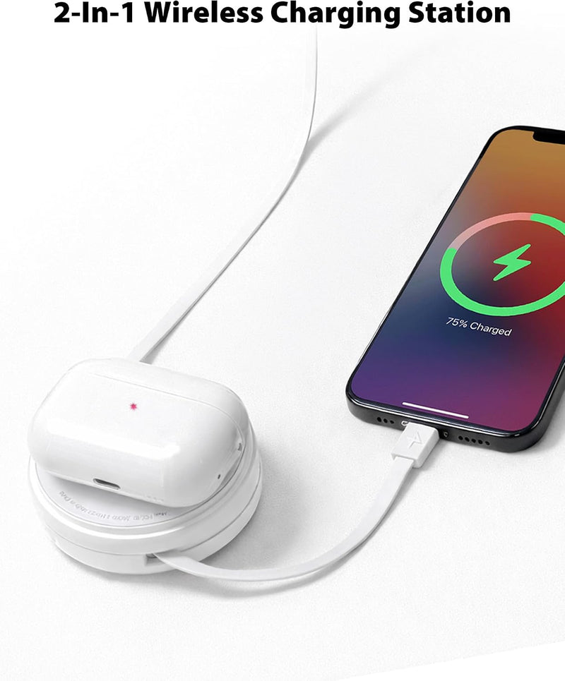 Travel Depot 2-in-1 Wireless Charger with Retractable USB-C Cable, 60W Fast