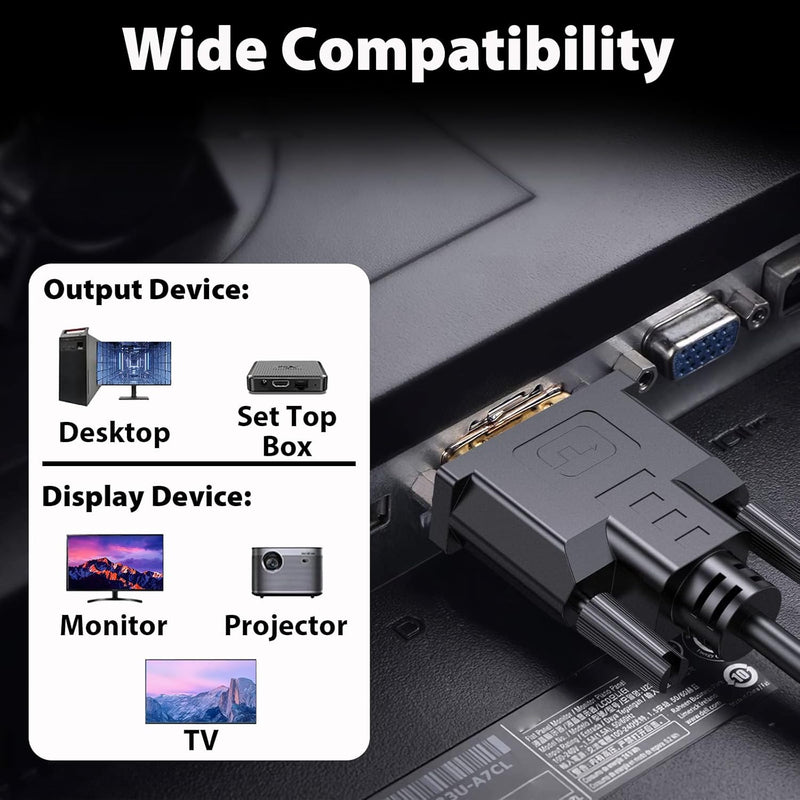 Cyberguys Dual Link DVI Cable – Gold-Plated DVI-D Cord w/Screw Lock, 2560x1600@60Hz, 1080P@120Hz