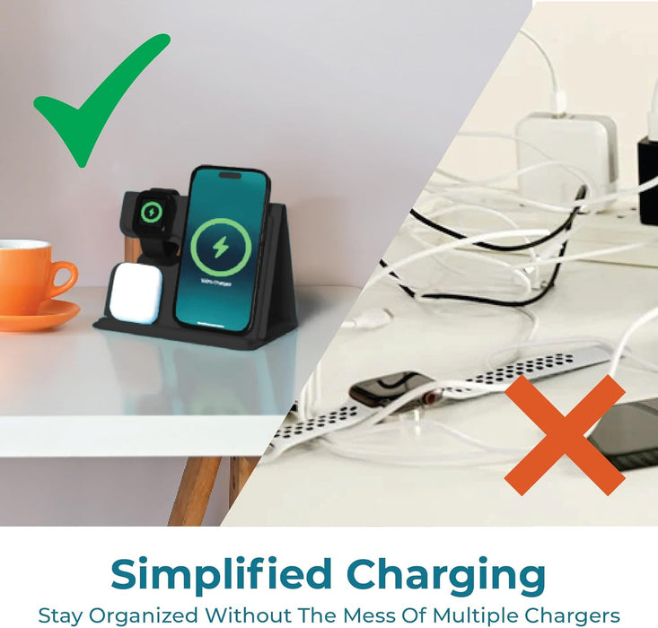 BLACK+DECKER 3 in 1 Charging Station for Apple Multiple Devices, Wireless Foldable Travel Charger for Multiple Devices iPhone 16 15 14 13 Pro Max Plus & Apple Watch Series/AirPods