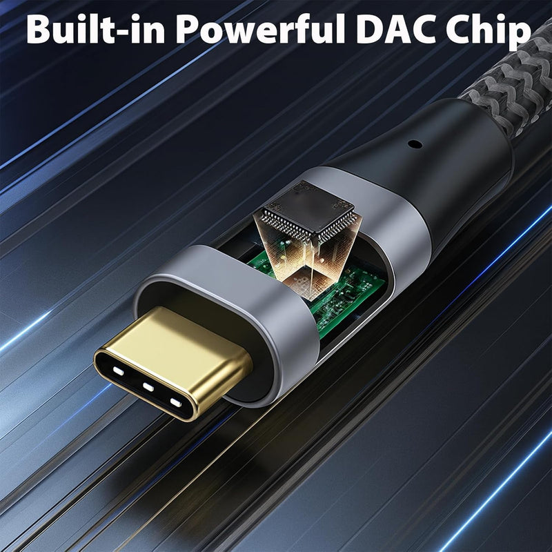 Cyberguys USB-C to RCA Audio Cable – Braided Type C to RCA Adapter w/DAC, 6.6ft