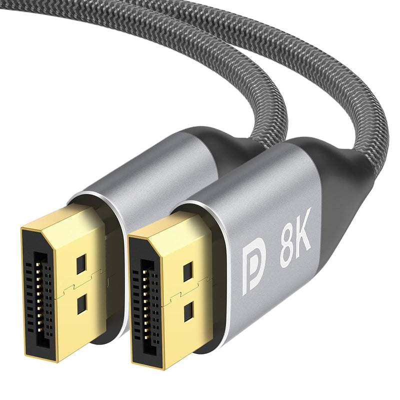 Cyberguys DisplayPort 1.4 Cable (6ft) – Braided DP to DP Cord, 8K@60Hz, 4K@144Hz, HDR, Gold-Plated