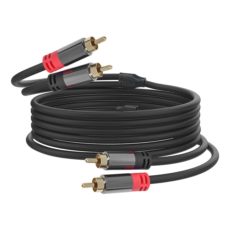 Cyberguys 2RCA to 2RCA Audio Cable – Braided Shielded RCA Male to Male Cord