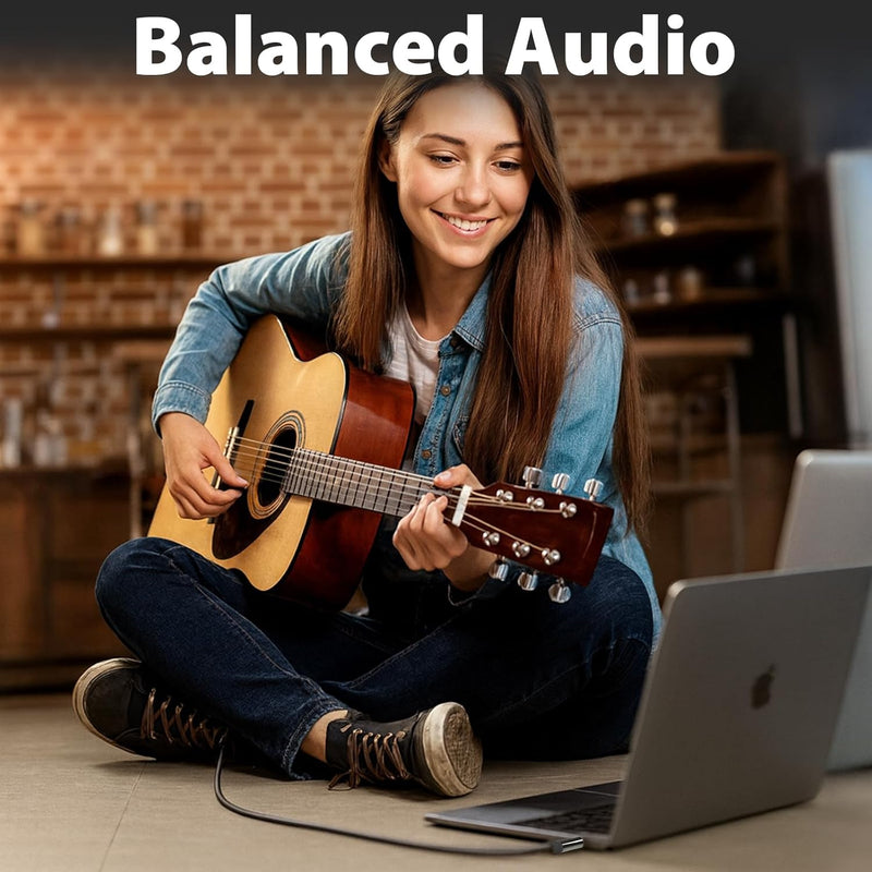 Cyberguys 3.5mm to 1/4 Audio Cable – TRS Stereo Braided Cord, Gold-Plated Connectors