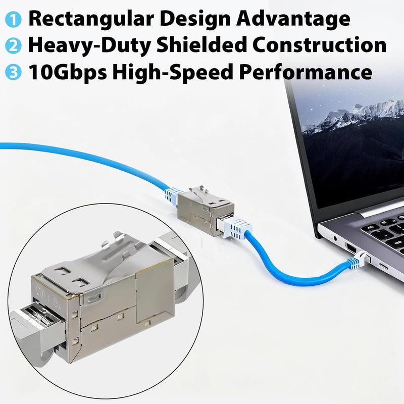 Cyberguys CAT6A Shielded Inline Coupler, Female-to-Female RJ45 – 5-Pack