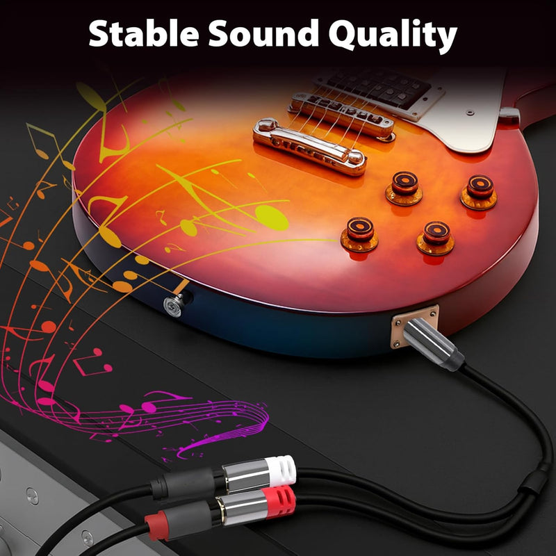 Cyberguys 1/4 Inch to RCA Audio Cable – 6.35mm TRS to Dual RCA Stereo Cord