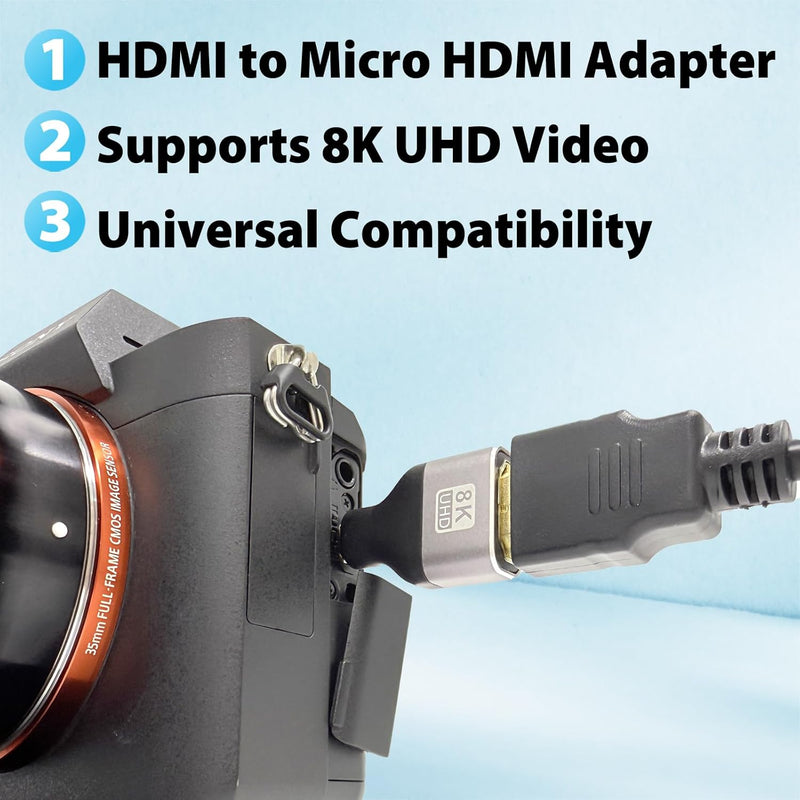 Cyberguys Micro HDMI to HDMI Adapter 2-Pack – 8K UHD Gold-Plated High-Speed Converter