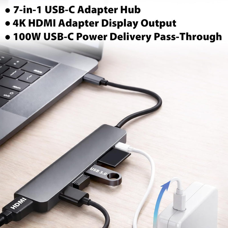Cyberguys 7-in-1 USB-C Hub with 4K HDMI, 100W PD and Card Reader