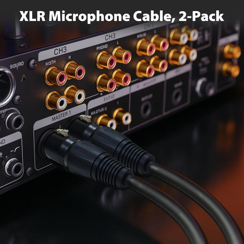 Cyberguys XLR Microphone Cable 2-Pack – XLR Male to Female Balanced Audio Cords