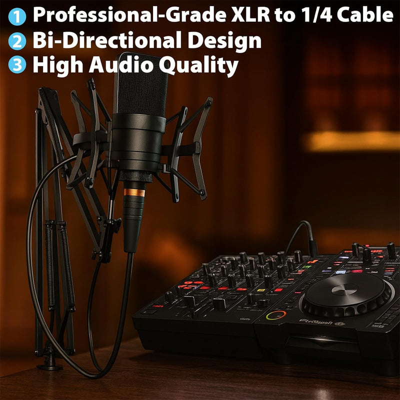 Cyberguys XLR Male to 1/4 TRS Audio Cable – Balanced Mic Cord for Mixer & Amp