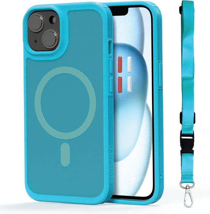 BLACK+DECKER for iPhone 15 Series Case, Compatible with MagSafe, Shockproof Military-Grade Protection, Magnetic Phone Case for iPhone 15 Series, Changeable Buttons & Lanyard