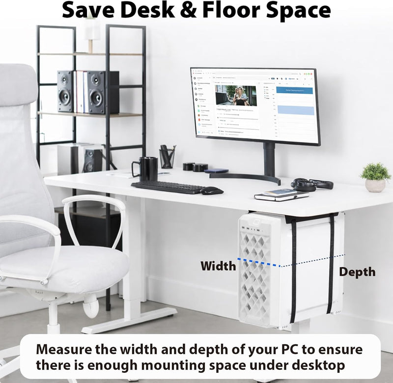 Economical Under Desk PC Mount, Adjustable Steel Frame – 44 lb Capacity