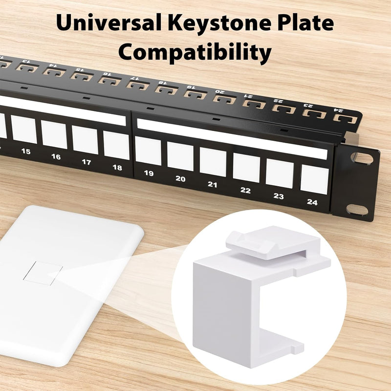 Cyberguys Blank Keystone Jack Inserts, White – 20-Pack