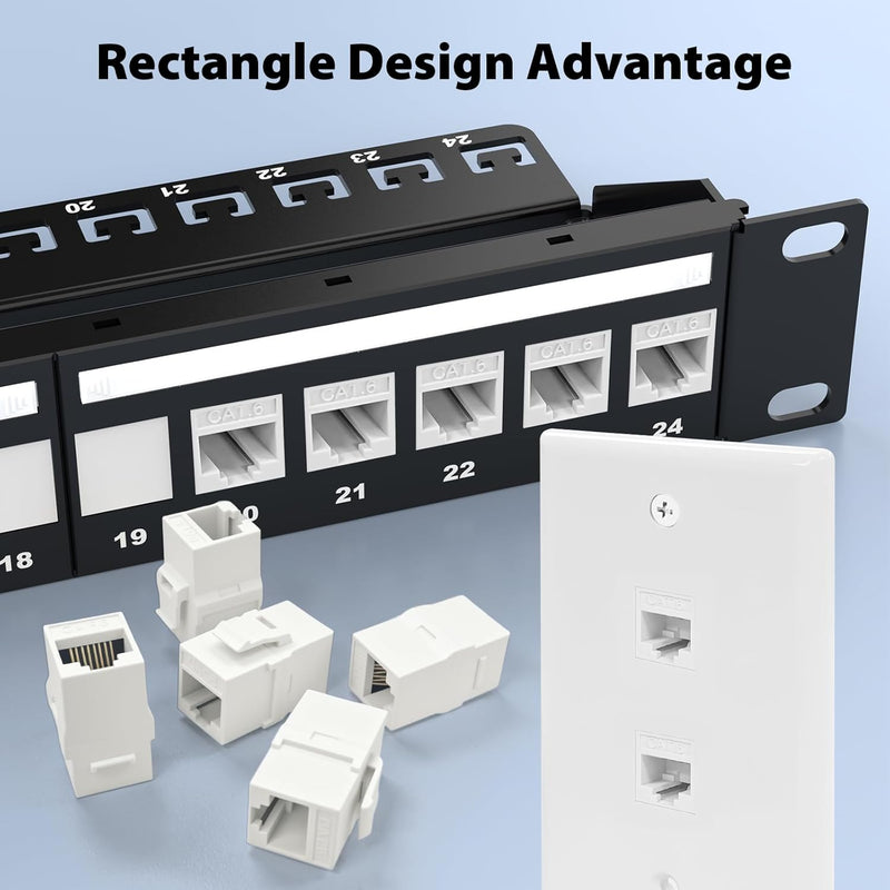 CAT6 Keystone Jack Inline Coupler RJ45 Female-to-Female 10Gbps Ethernet