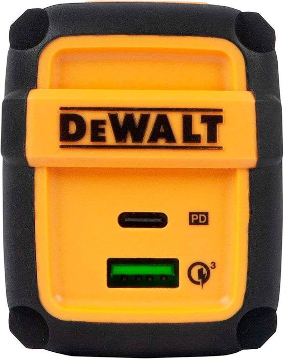 DEWALT Heavy Duty 49.5W Dual USB & USB-C Wall Charger – 2-Port Fast Compact Adapter for Phones & Tablets