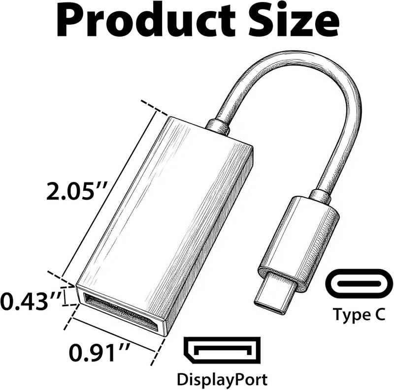 USB-C to DisplayPort Adapter – 4K@60Hz Plug & Play Converter, Gold-Plated, Thunderbolt Ready