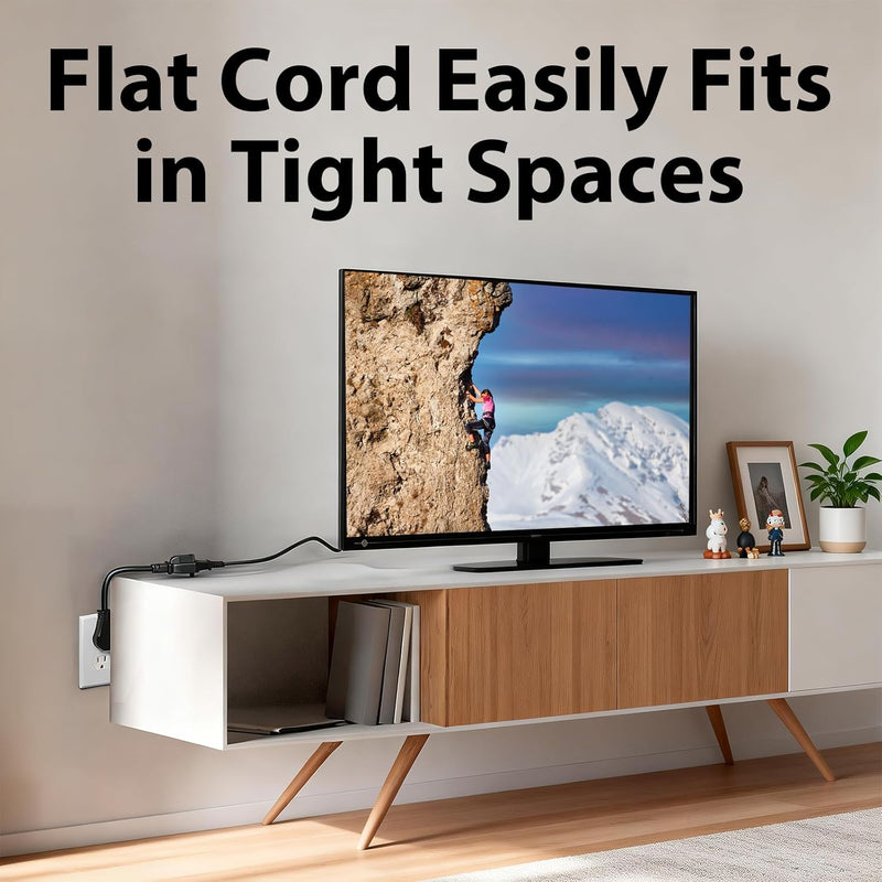 360° Rotating Flat Extension Cord – Low-Profile Plug, UL Listed
