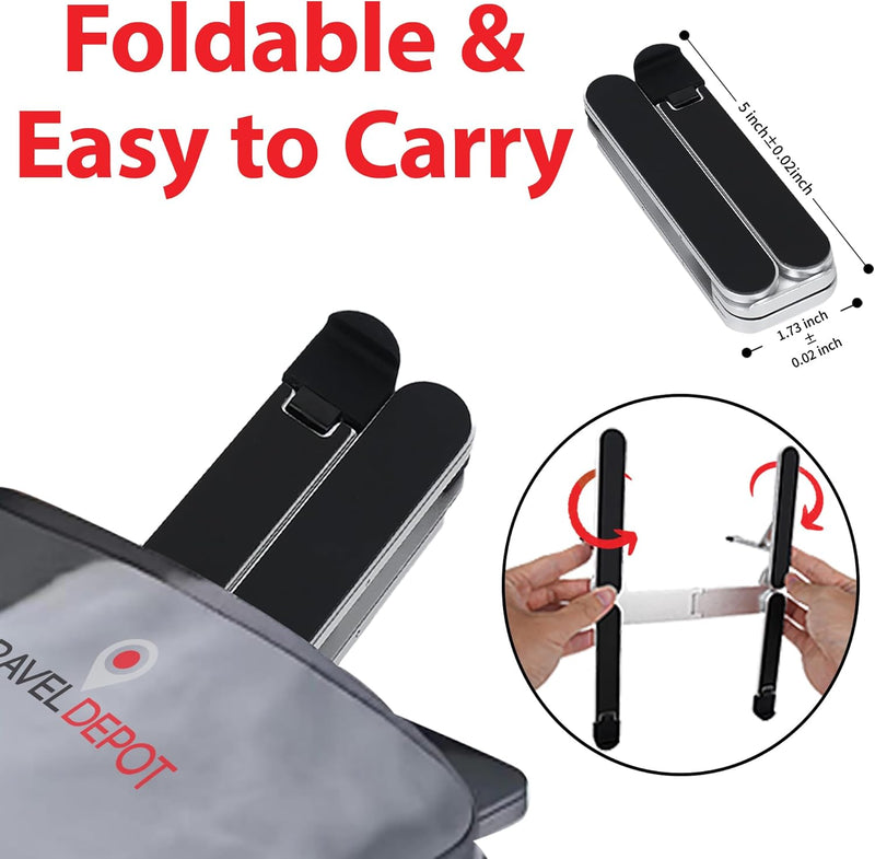 Travel Depot Portable Laptop Stand – Foldable 6-Level Adjustable Riser for Desk & Travel