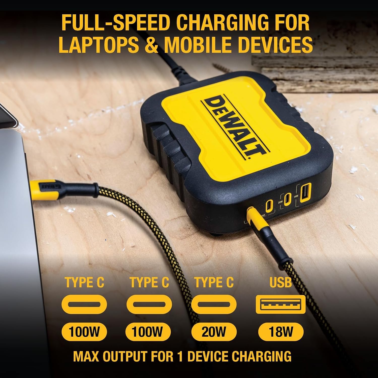 DEWALT 100W 4-Port USB-C Charger Block - Thumbnail 4