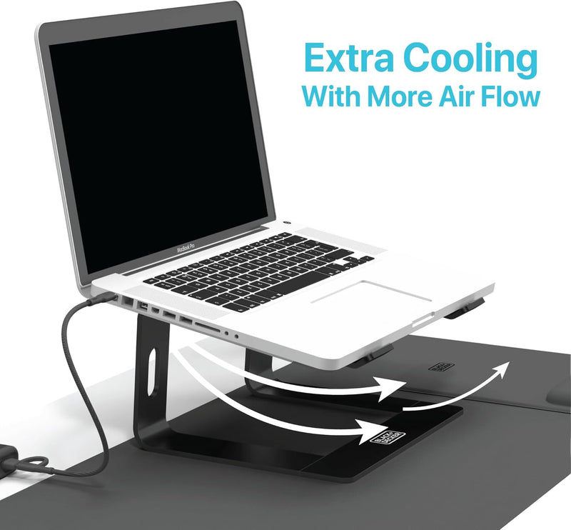 BLACK+DECKER Ergonomic Laptop Stand – Adjustable Aluminum Riser for Desk