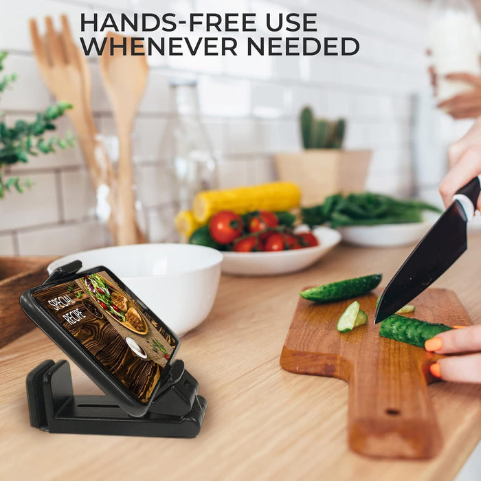 Foldable Phone Stand – Adjustable Desk & Airplane Holder for iPhone, Android, Travel Use