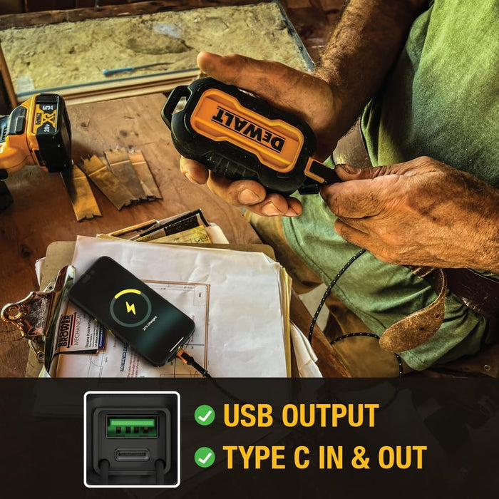 DEWALT Heavy Duty Portable Charger, 10,000mAh Power Bank w/USB-C Port, Fast Charging Battery Pack for iPhone 15/14/13 Series, Samsung Galaxy & More