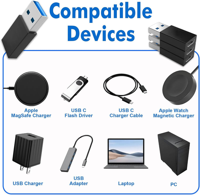 TRAVEL DEPOT USB to USB-C Adapter 4-Pack – Female USB-C to USB-A Male Converter, 5Gbps USB 3.0 OTG Charger Adapter for iPhone, iPad, Samsung Galaxy, Apple Watch, AirPods