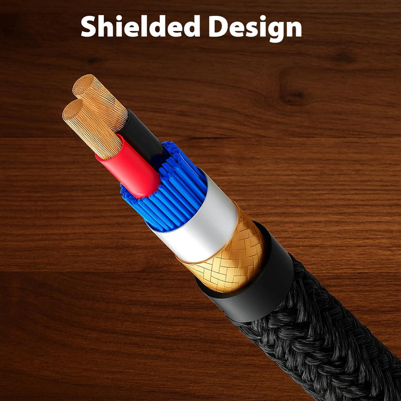 Cyberguys 2RCA to 2RCA Audio Cable – Braided Shielded RCA Male to Male Cord