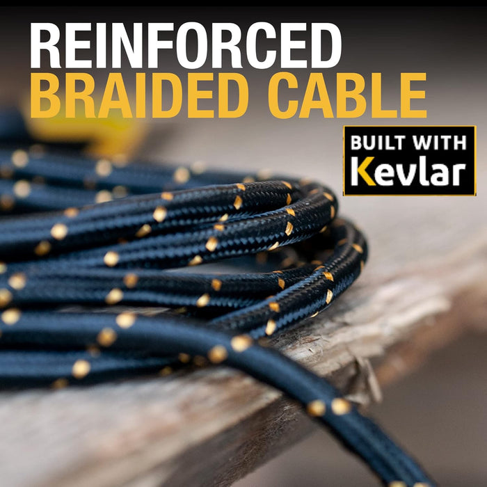 DEWALT Heavy Duty 3-in-1 Charging Cable – 6ft Fast Charger Lightning/USB-C/Micro USB