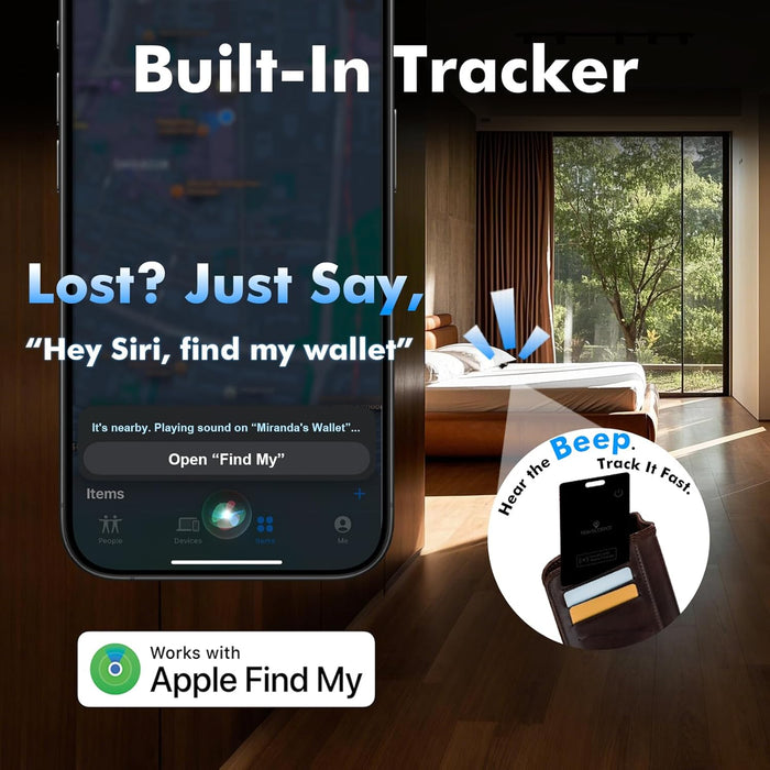 Travel Depot Slim Wallet Tracker Card – Find My Compatible, Wireless Charging, 6-Month Battery