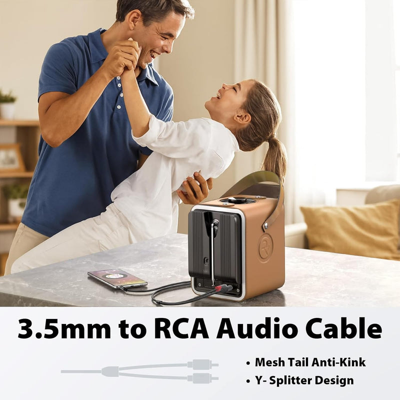 Cyberguys 3.5mm to RCA Audio Cable – Aux to RCA Stereo Cord, Gold-Plated Connectors