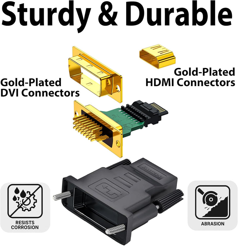 Cyberguys 2-Pack DVI to HDMI Adapter – Bi-Directional DVI-D Male to HDMI Female, 4K UHD