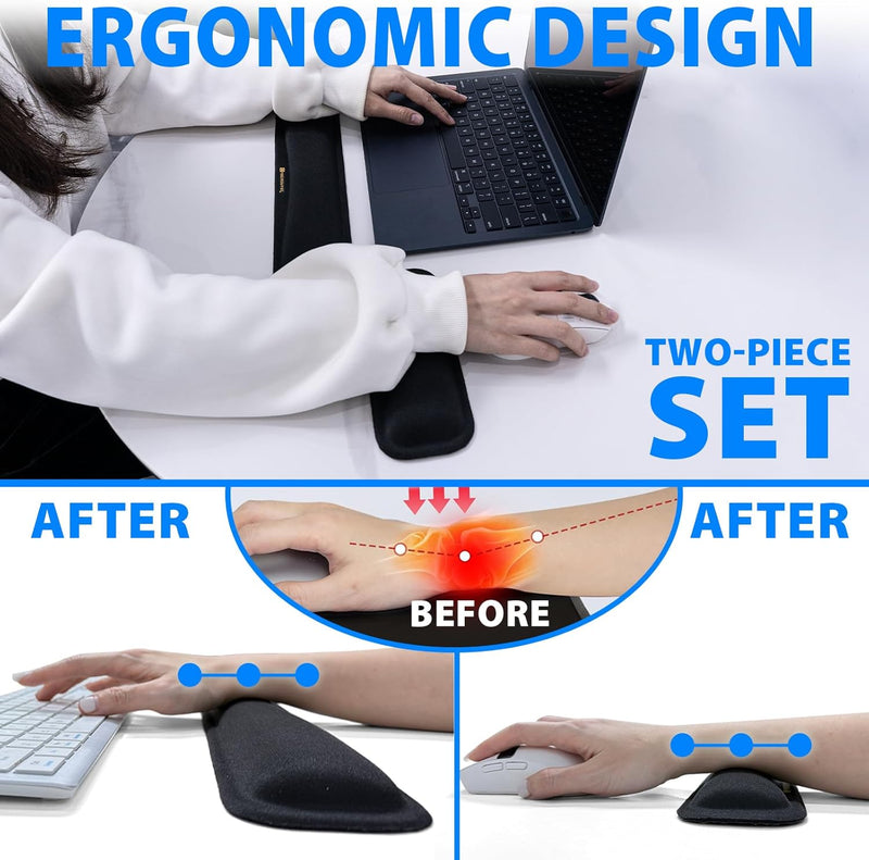 Cyberguys Ergonomic Mouse Pad and Keyboard Wrist Rest Set, Silicone Gel