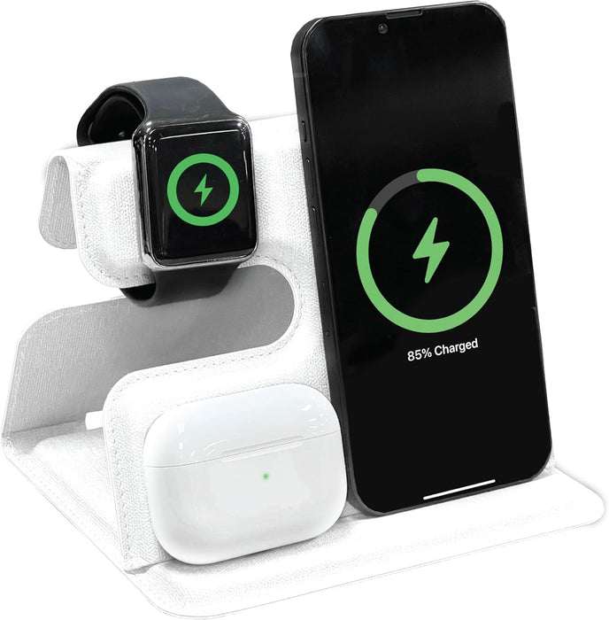 BLACK+DECKER 3 in 1 Charging Station for Apple Multiple Devices, Wireless Foldable Travel Charger for Multiple Devices iPhone 16 15 14 13 Pro Max Plus & Apple Watch Series/AirPods