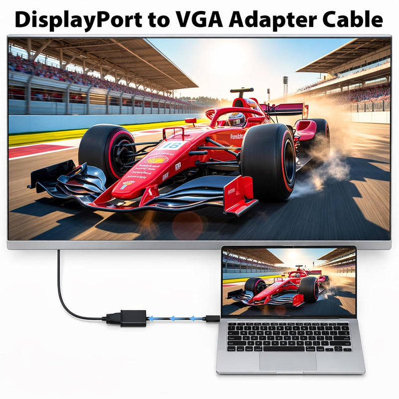 Cyberguys DisplayPort to VGA Adapter Cable, 1080p with Secure Latch