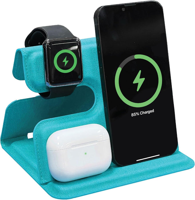 BLACK+DECKER 3 in 1 Charging Station for Apple Multiple Devices, Wireless Foldable Travel Charger for Multiple Devices iPhone 16 15 14 13 Pro Max Plus & Apple Watch Series/AirPods
