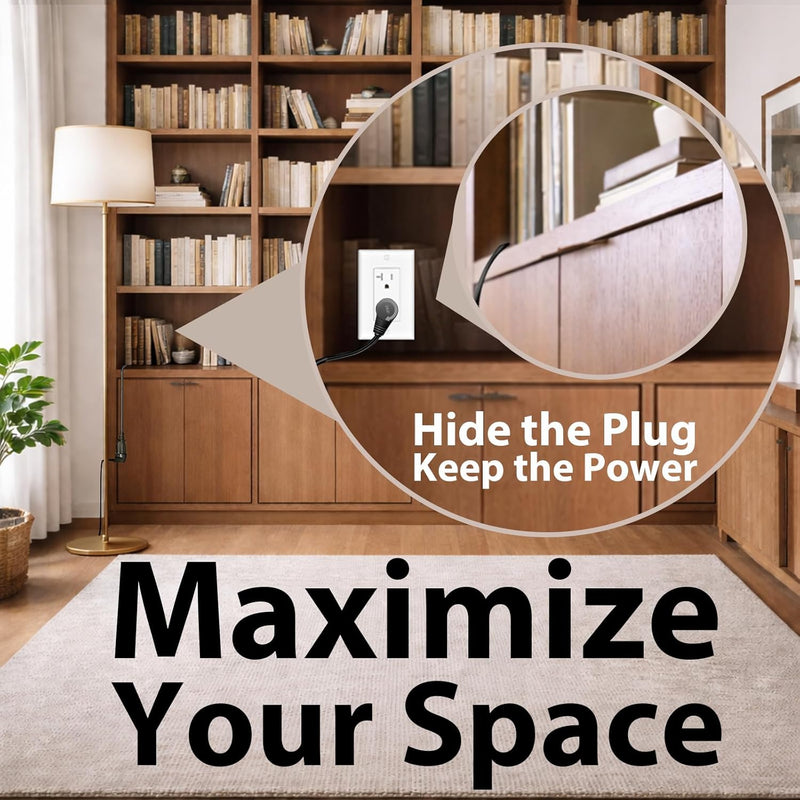 360° Rotating Flat Extension Cord – Low-Profile Plug, UL Listed