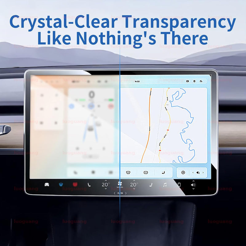 Tesla Model 3/Y Screen Protector – 9H Tempered Glass, Anti-Glare & Anti-Fingerprint with Mounting Frame Kit