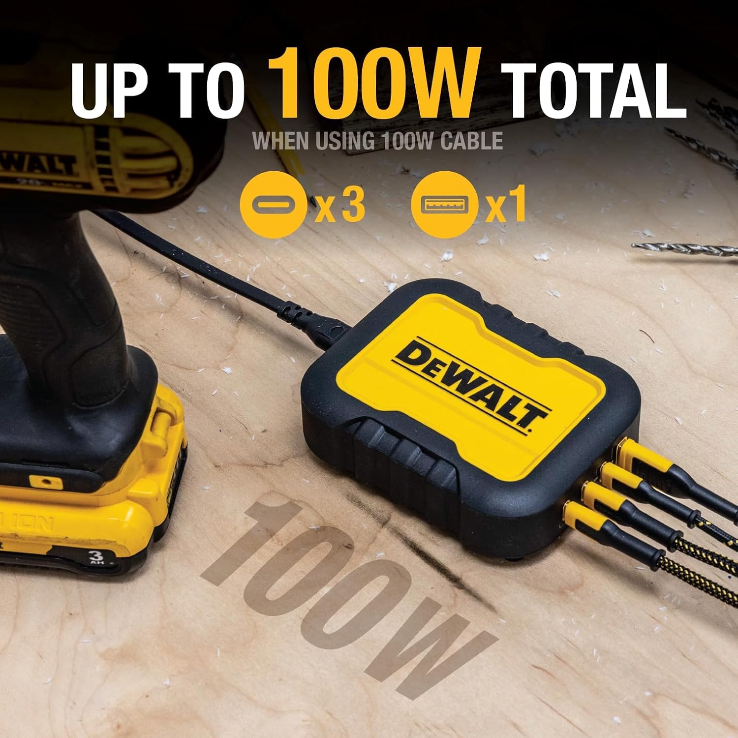 DEWALT 100W 4-Port USB-C Charger Block - Thumbnail 3