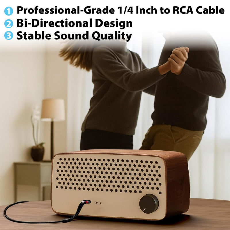 Cyberguys 1/4 Inch to RCA Audio Cable – 6.35mm TRS to Dual RCA Stereo Cord