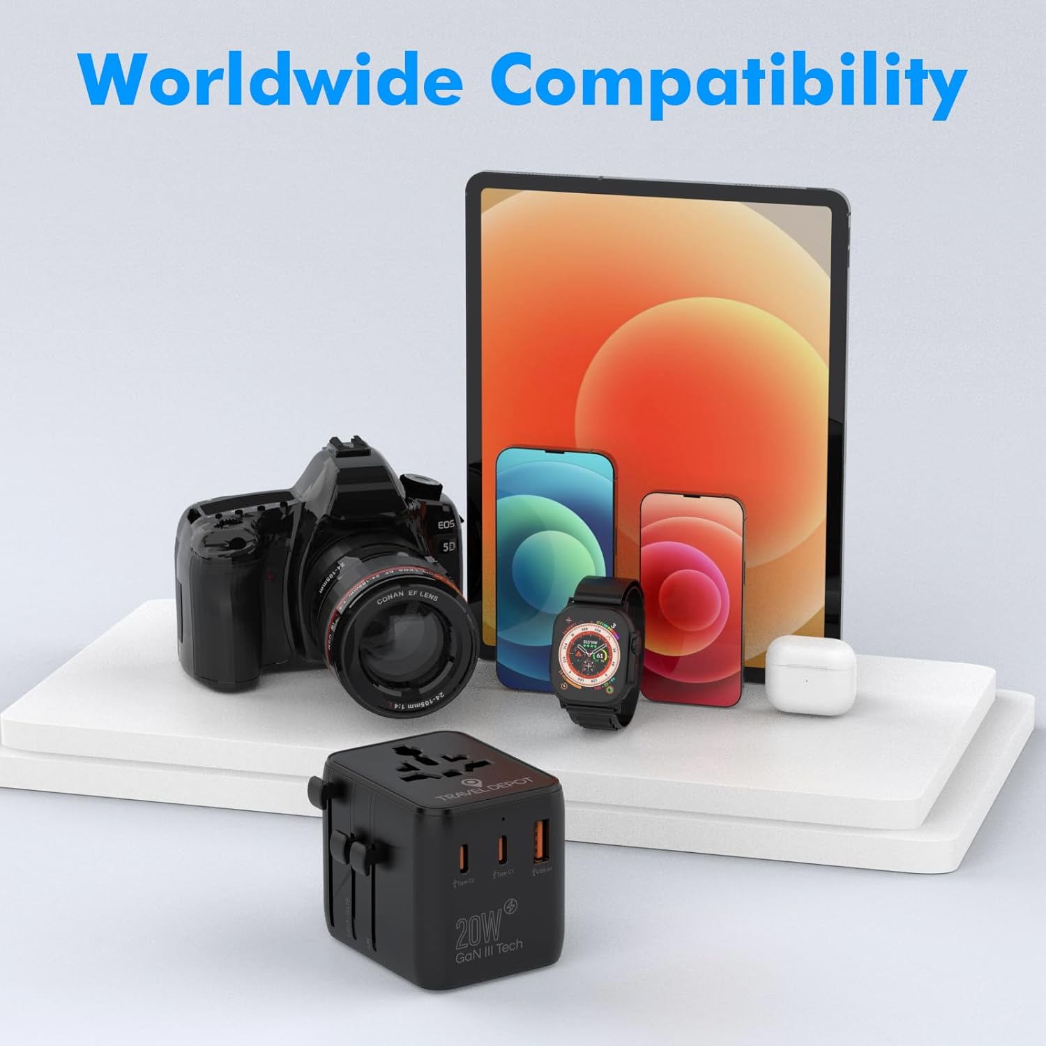 Universal GaN Travel Adapter – 5-in-1 USB/AC - Thumbnail 4