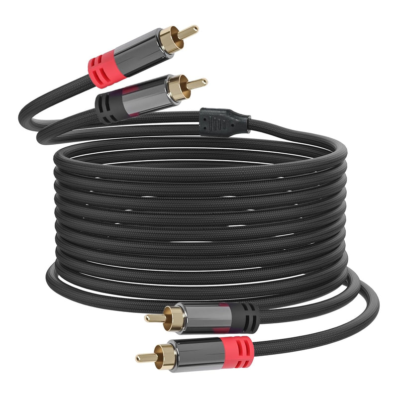 Cyberguys 2RCA to 2RCA Audio Cable – Braided Shielded RCA Male to Male Cord
