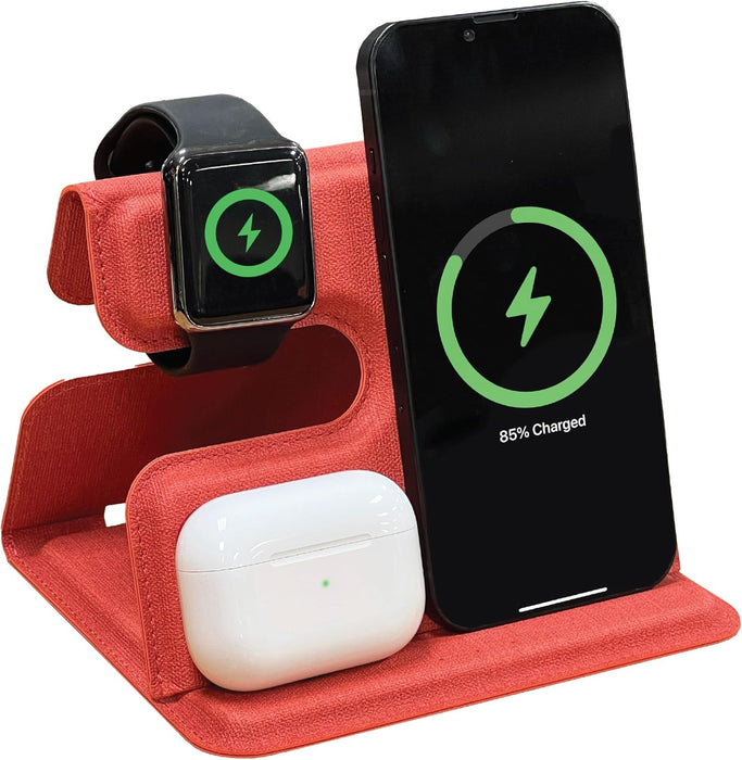 BLACK+DECKER 3 in 1 Charging Station for Apple Multiple Devices, Wireless Foldable Travel Charger for Multiple Devices iPhone 16 15 14 13 Pro Max Plus & Apple Watch Series/AirPods