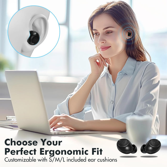 Mini Wireless Earbuds – Auto Pairing, Lightweight IPX4 Headphones w/Mic & Charging Case