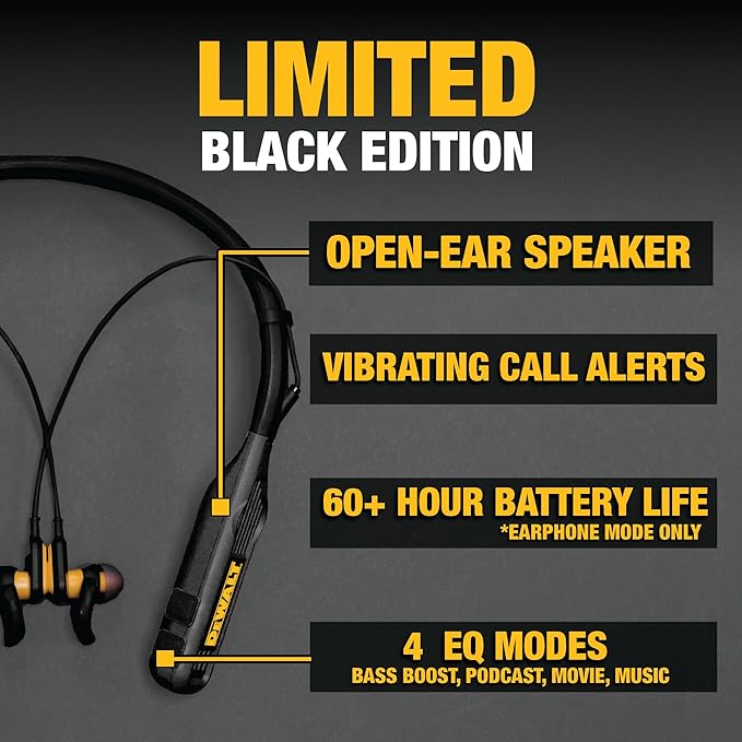 DEWALT Black Edition 2-in-1 Neckband Headphones & Wearable Speaker - Thumbnail 5
