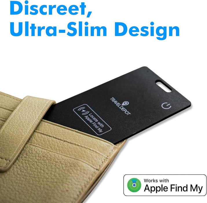 Travel Depot Slim Wallet Tracker Card – Find My Compatible, Wireless Charging, 6-Month Battery