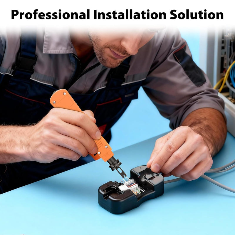 Cyberguys CAT6A Keystone Jack 90° Slim Profile with Punch-Down Stand – 24-Pack