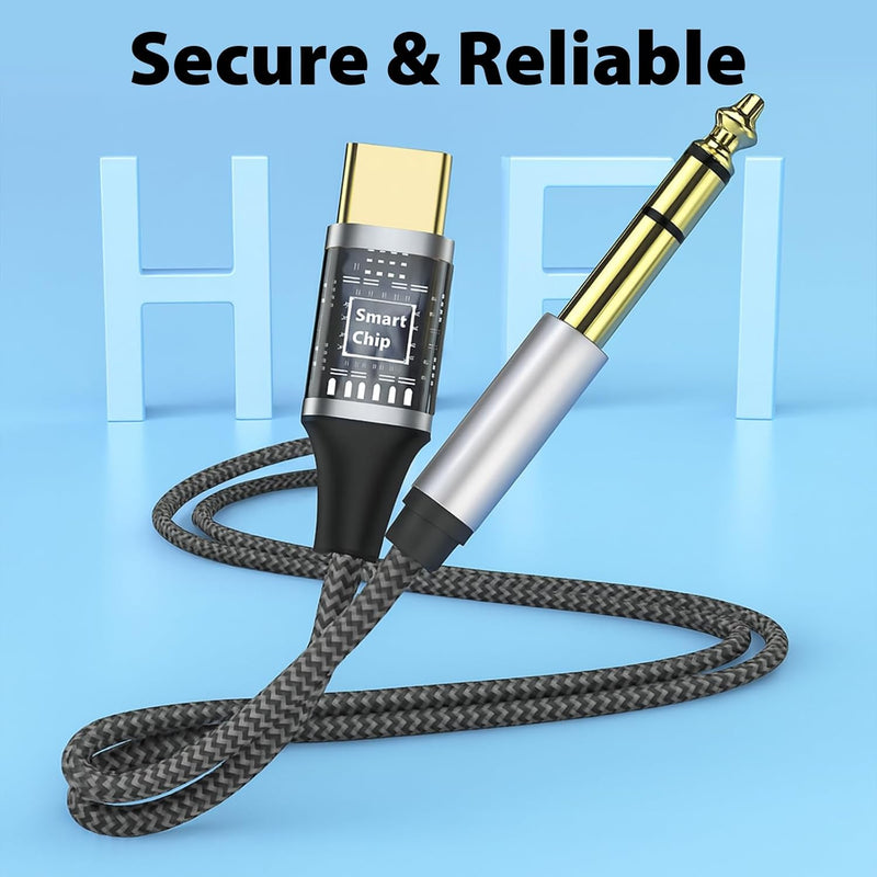 Cyberguys USB-C to 1/4″ Audio Cable – Braided Type-C to 6.35mm TRS Cord