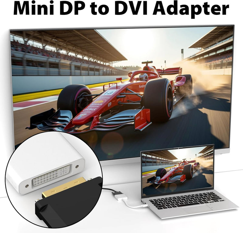 Cyberguys Mini DisplayPort to DVI Adapter – 4K@30Hz Mini DP to DVI-D Converter, Gold-Plated Connector, Compatible with MacBook, iMac, Surface, Thunderbolt