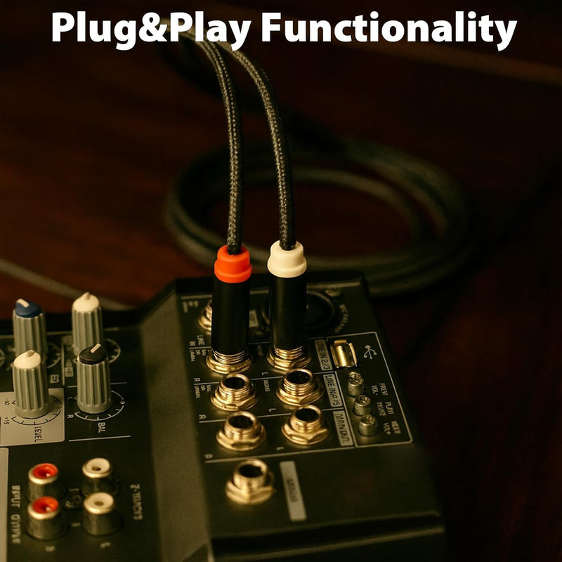 Cyberguys 3.5mm to Dual 1/4″ Audio Cable – Braided TRS to Dual TS Cord