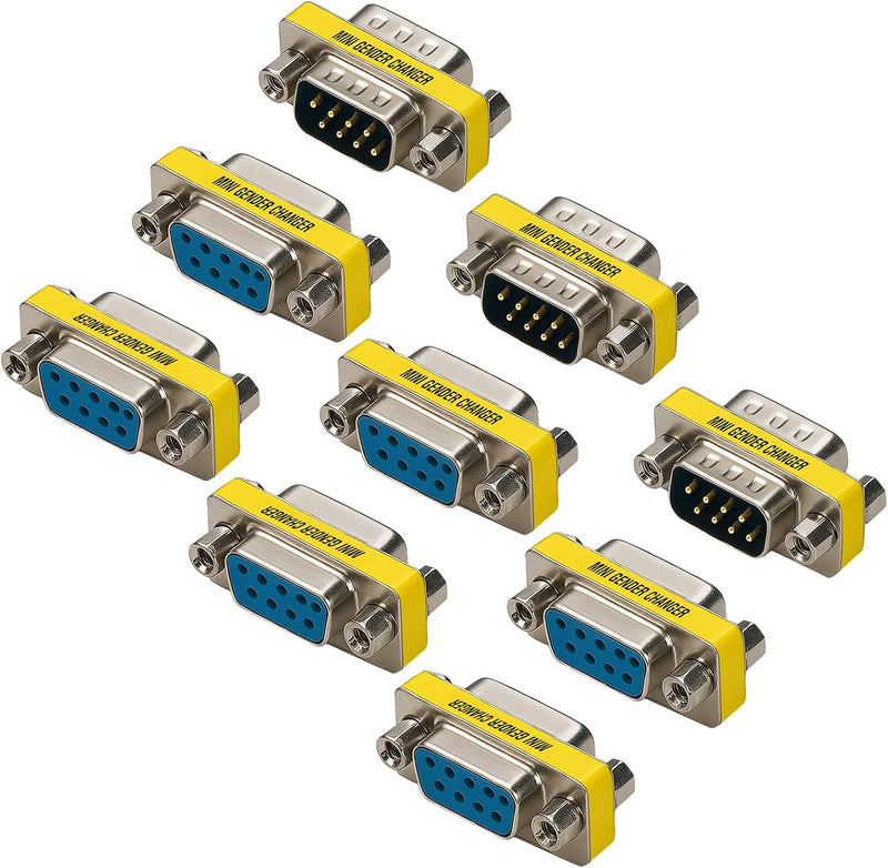Cyberguys DB9 Gender Changer RS232 Serial Adapter Set (F/F, M/M, M/F) Slimline Connector for PC, Modem, Router, Switch, POS, Printer